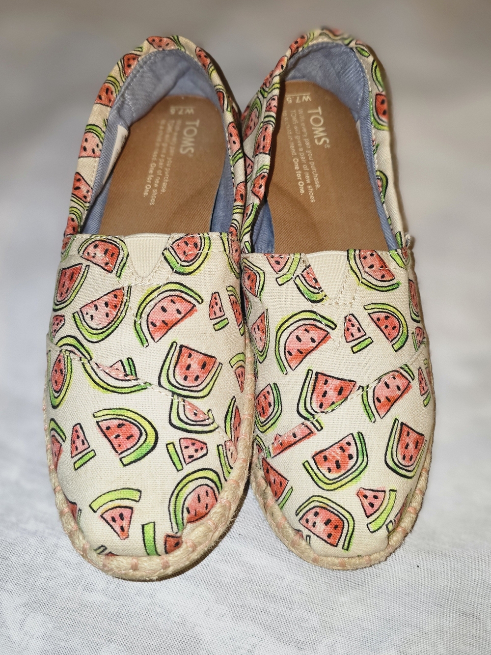TOMS Watermelon Canvas Shoes Lightweight Breathable Shoes One For One Size 7.5